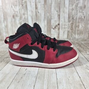 Air Jordan 1 Mid Kids Sneakers Black Red White Youth Shoes 3